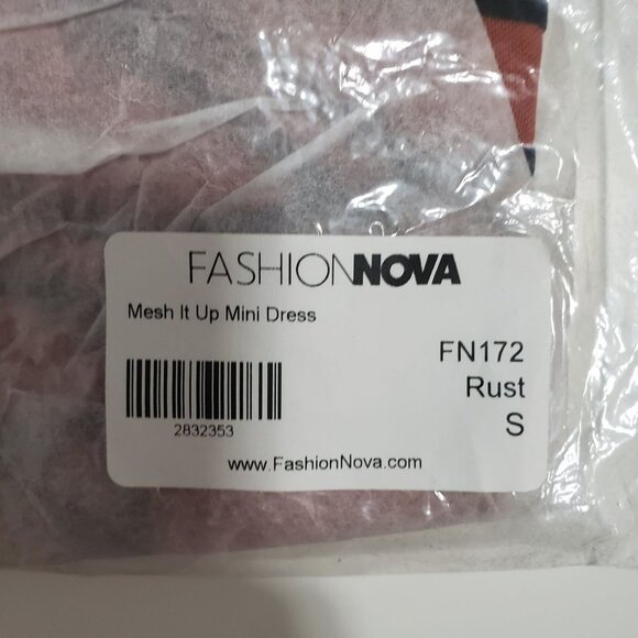 NWT‎ Fashion Nova Mesh it up Mini Dress in Rust Size Small - Picture 4 of 8